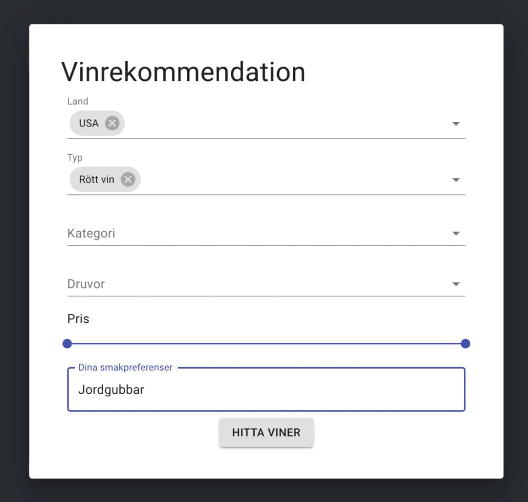 Wine recommender USA red wines